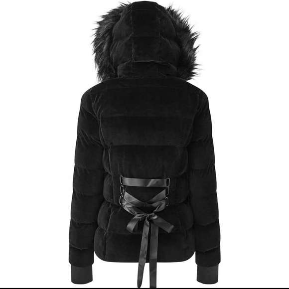 KILLSTAR Lisa Luna Velvet Winter Coat Jacket Corset Back - Picture 3 of 16